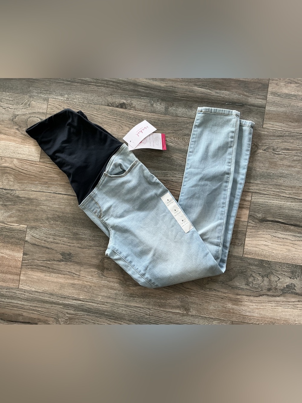 Motherhood Maternity Light Blue Skinny Jeans with Black Maternity Panel